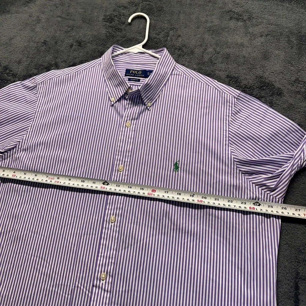 Polo Ralph Lauren Stretch Button Down Shirt Mens XL Purple Striped Classic Fit
